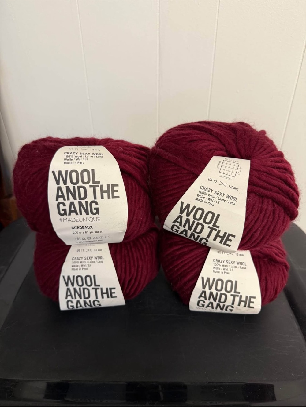 Wool and the Gang 'Crazy Sexy Wool' Yarn - Bordeaux (Deep Burgundy) - 5 Skeins